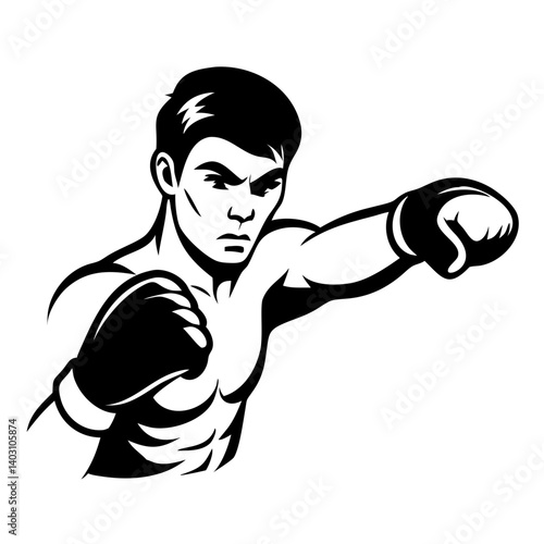 Boxer Throwing Punch Vector Graphics for Sports Illustrations and Tattoo Designs
