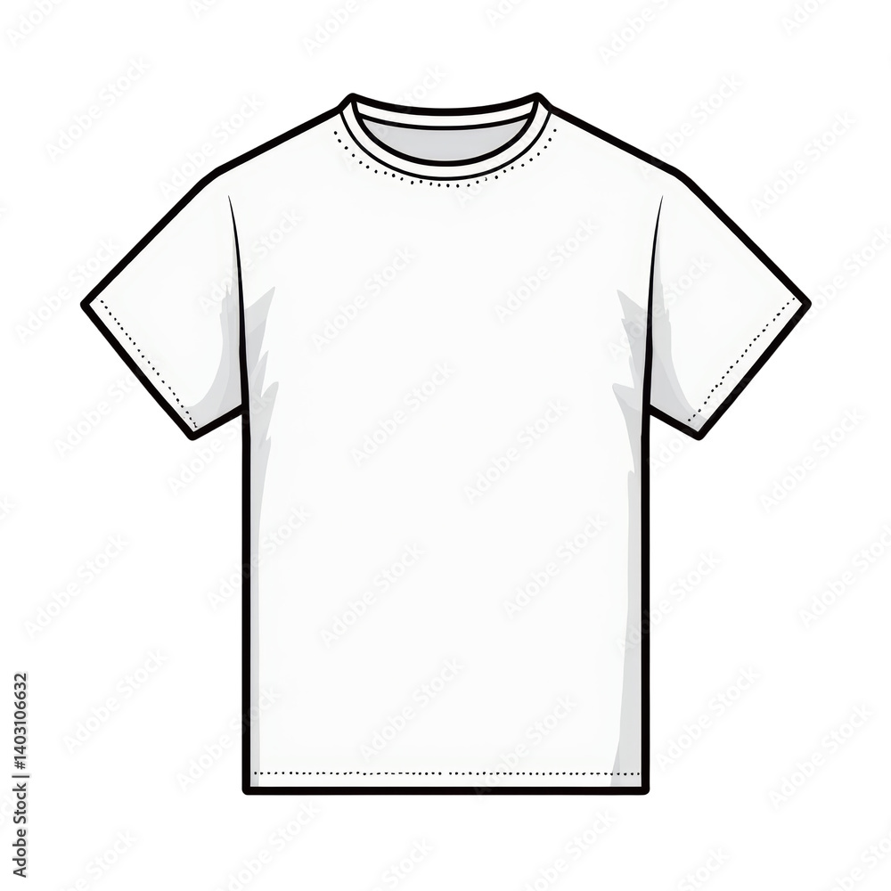 White T-Shirt Mockup, Black Outline, Blank Template, transparent background White T-Shirt Mockup, Black Outline, Blank Template, transparent background