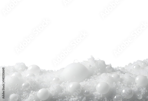 White Spheres & Crystals, Transparent Background..