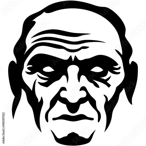 Vintage Grimacing Face Illustration for Tattoo Design and Graphic Projects