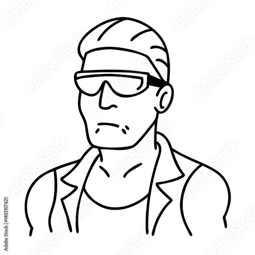 Cool Stylish Man in Sunglasses Vector Illustration Perfect for Tattoo Designs and Coloring Books
