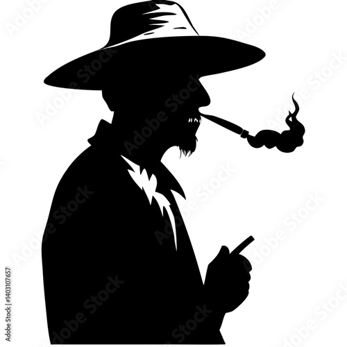 Refined Gentleman Smoking Pipe Silhouette Ideal for Vintage Designs and Tattoo Inspirations