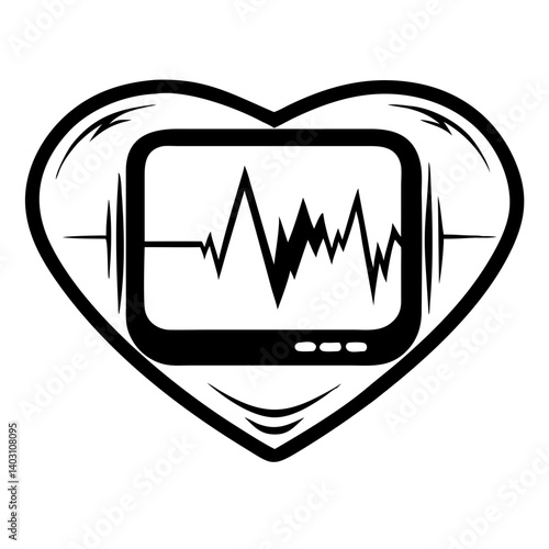 Heart Monitor Design with EKG Waveform in Heart Shape for Medical and Health Illustrations