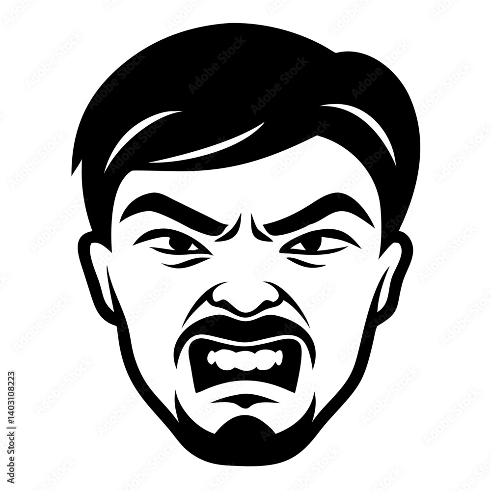 Angry Male Face Vector Illustration for Tattoo Design and Graphic Use Angry Male Face Vector Illustration for Tattoo Design and Graphic Use