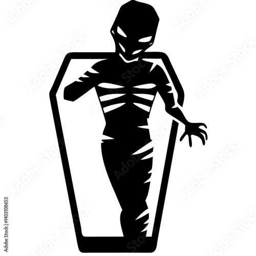Creepy Zombie Emerging from Coffin Vector Design for Halloween Decor and Merchandise