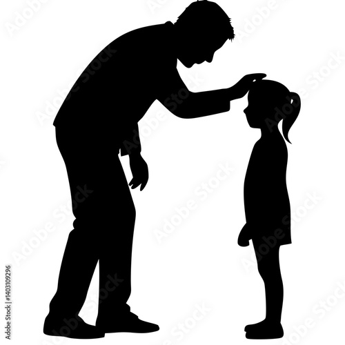 Tender Moment Between Father and Daughter Silhouette Emotional Bond Illustration