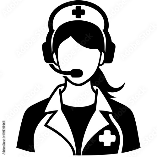 Female Nurse with Headset in Medical Uniform for Healthcare and Telemedicine Design