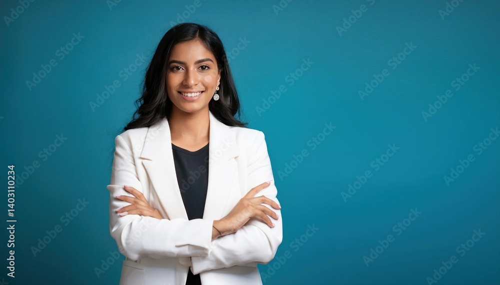 Smiling Young Indian Businesswoman in White Suit Smiling Young Indian Businesswoman in White Suit