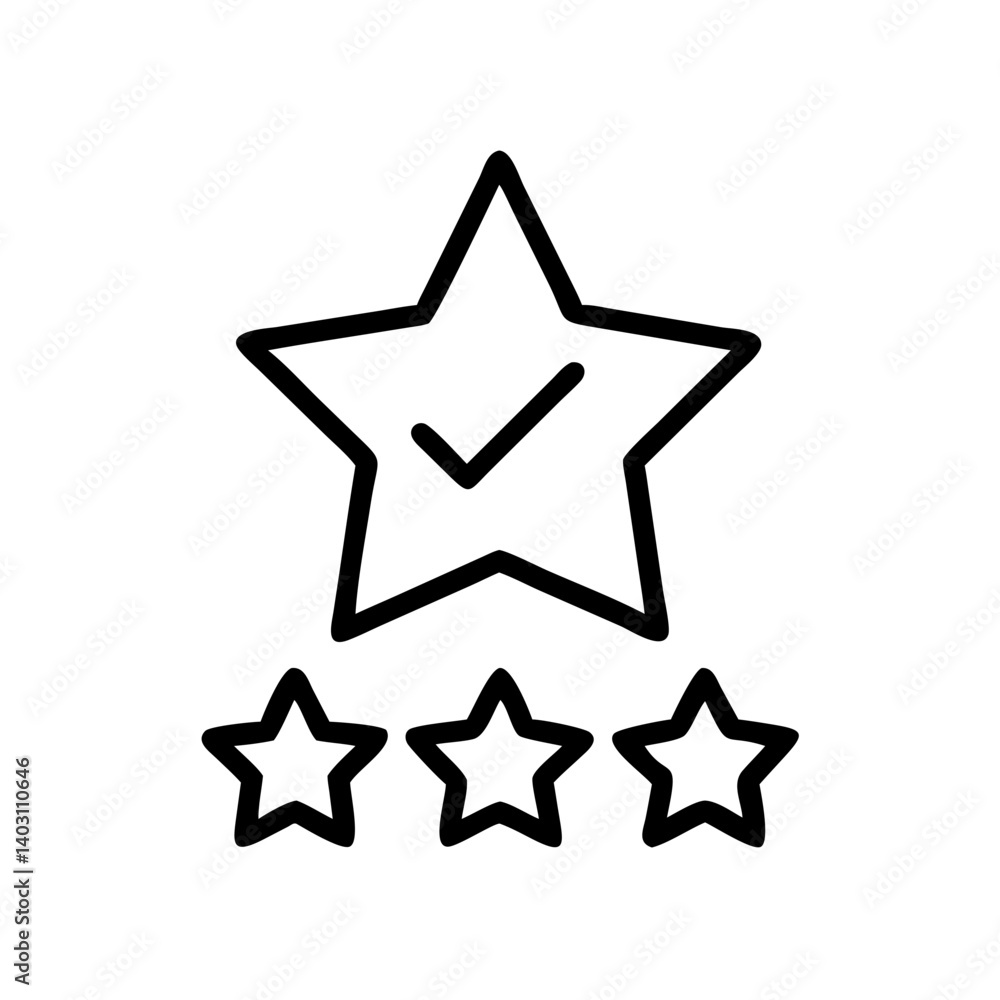 Star Rating with Checkmark Symbol for Product Reviews and Feedback Applications Star Rating with Checkmark Symbol for Product Reviews and Feedback Applications