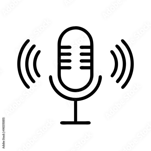 Retro Microphone with Sound Waves for Podcasting Audio Production and Music Projects
