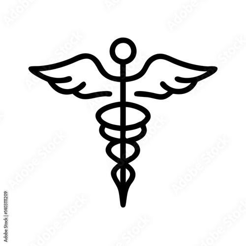 Winged Caduceus Symbol Medical Emblem for Health Care Branding and Tattoo Design