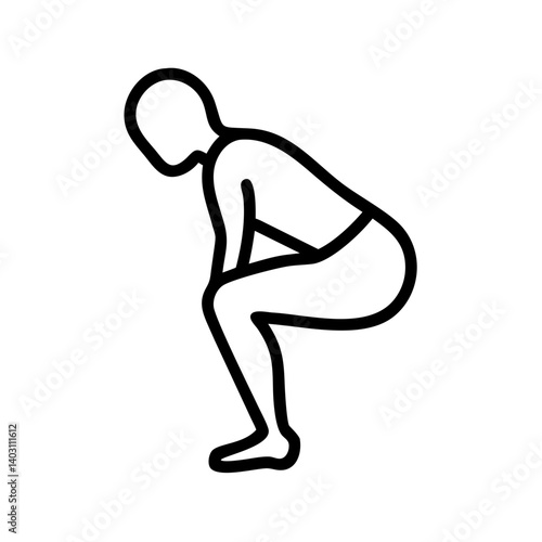 Simple Line Art Figure in Squatting Position Ideal for Fitness and Exercise Illustrations