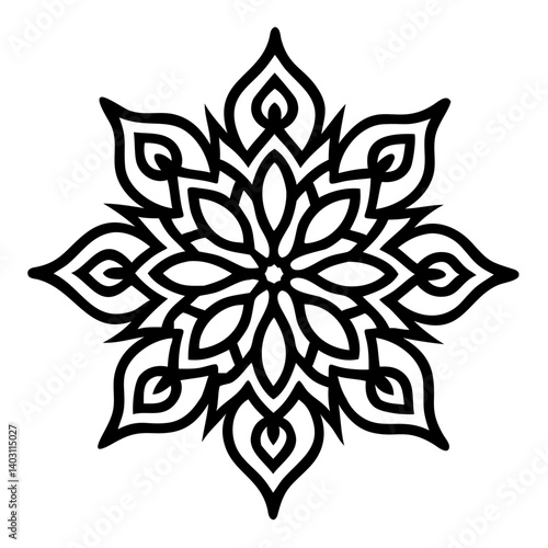 Fotografie Floral pattern vector illustration, geometric flower, symmetrical ornament, deco