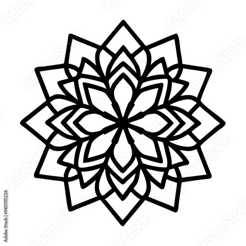 Fényképezés Floral geometric pattern vector art, symmetrical flower blossom illustration, ab