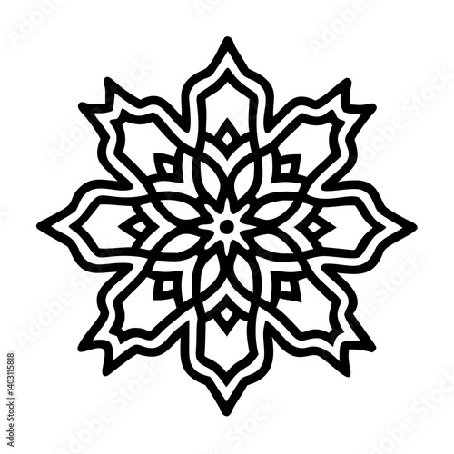 Abstract floral ornament vector graphic for coloring page intricate flower pattern artwork element, mandala vector design