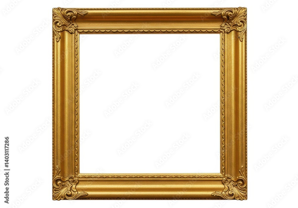 Ornate gold picture frame antique style elegant photo border isolated on white background Ornate gold picture frame antique style elegant photo border isolated on white background