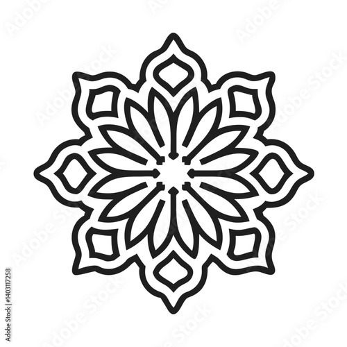Floral pattern vector graphic for creative projects intricate flower illustration art element black and white, mandala vector design