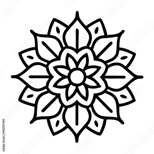 Floral pattern illustration for coloring books and artistic projects intricate flower drawing for relaxation, mandala vector design