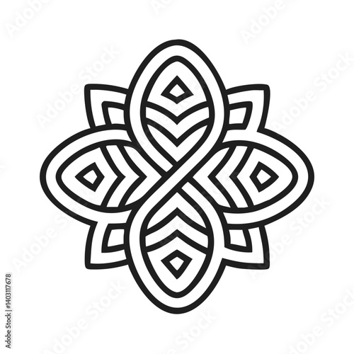 Geometric flower pattern illustration for coloring book page abstract floral art design element, mandala vector design