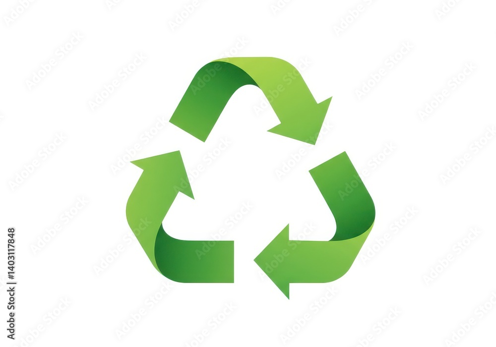 Recycling symbol green arrows for environmental awareness isolated on white background Recycling symbol green arrows for environmental awareness isolated on white background
