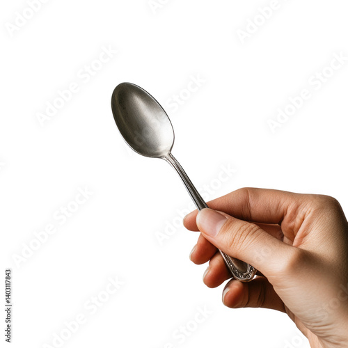 Elegant Silver Spoon Held in a Hand