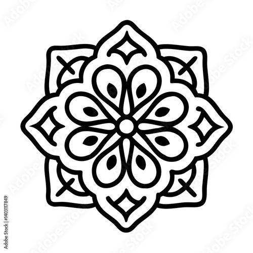 Abstract floral pattern element for coloring book pages intricate art therapy relaxation drawing vector, mandala vector design