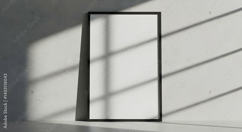 Blank Black Frame On Concrete Wall With Shadows Blank Black Frame On Concrete Wall With Shadows