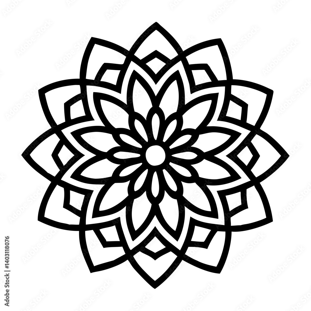 Downloadable flower shape graphic element for creative projects and artistic endeavors usage vector art, mandala vector design