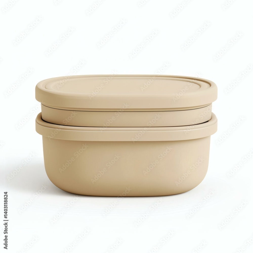 Stackable Beige Food Containers with Rounded Design for Home Use and Meal Prep Stackable Beige Food Containers with Rounded Design for Home Use and Meal Prep