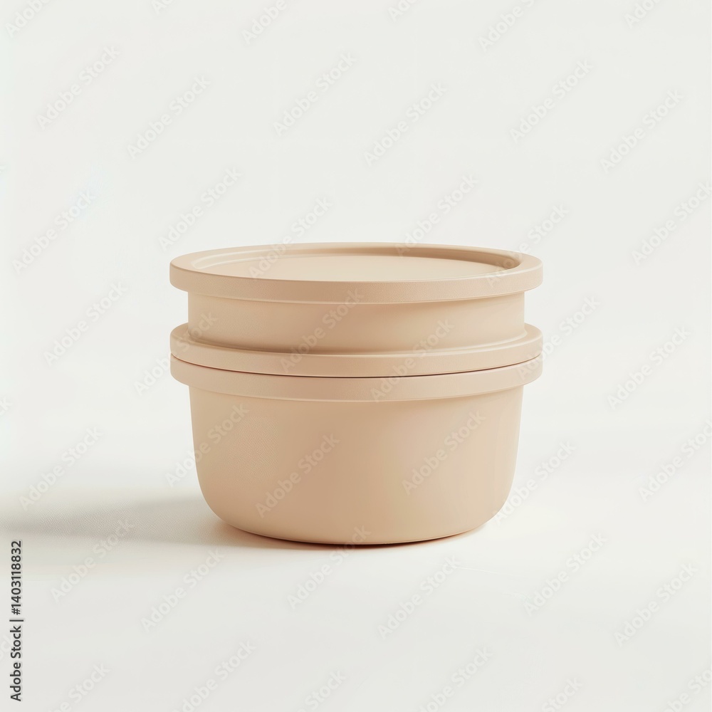 Stackable Round Silicone Food Container with Lid, Peach Color, Minimalist Style Stackable Round Silicone Food Container with Lid, Peach Color, Minimalist Style