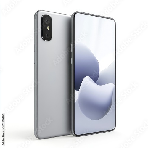 Sleek, modern smartphone with a minimalist design.  A silver-grey device displays a smooth, fluid design, featuring a  simple camera setup on the back and an innovative display