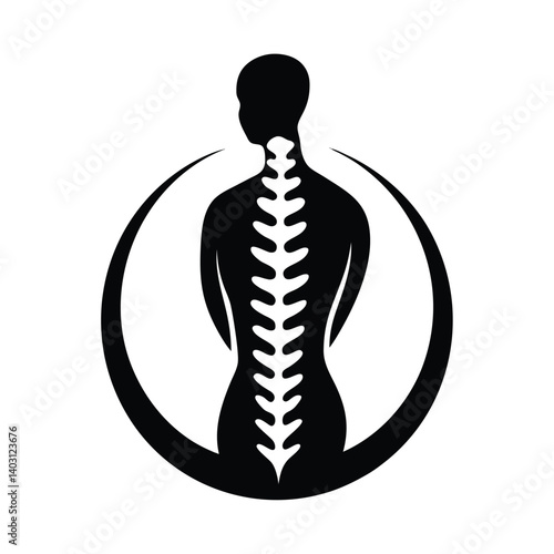 chiropractor logo with spine silhouette 