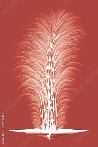 Negative Color of a Bamboo on red background