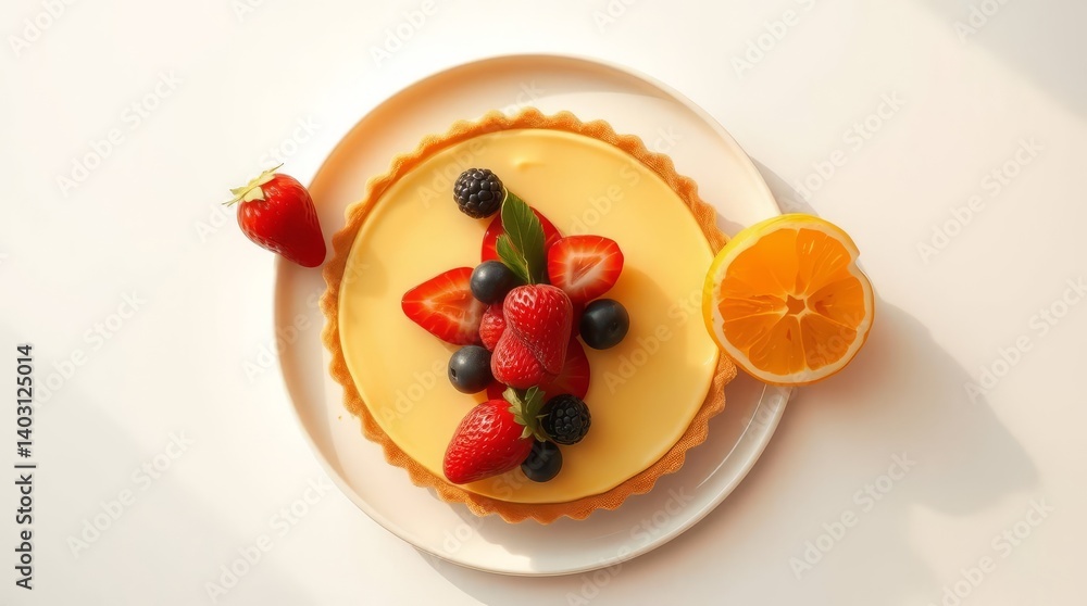 Elegant Fruit Tart with Raspberries, Blueberries, and Oranges Elegant Fruit Tart with Raspberries, Blueberries, and Oranges