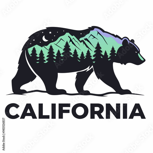 California Bear Mountain Forest Night Landscape
