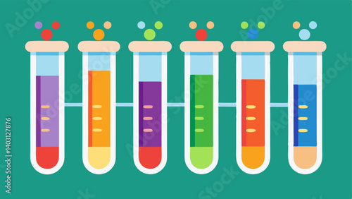 Test Tubes with Genetic Material Test tubes filled with colorful genetic material each labeled with various chronic diseases highlighting the connection between genetics and health