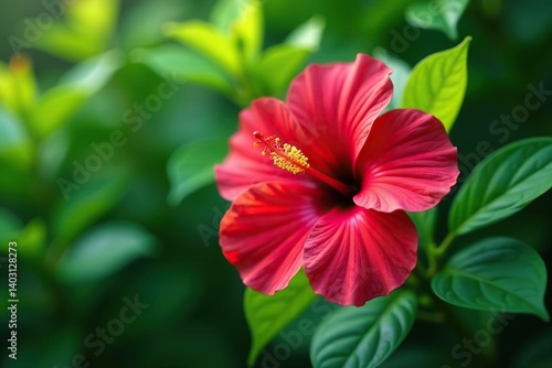 Wallpaper Mural Vibrant tropical hibiscus, lush greenery, bold color palette, colorful, summer pattern Torontodigital.ca
