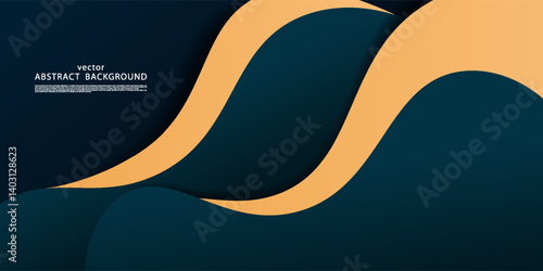 Modern orange and dark blue geometric business banner design. Creative banner design with wave shape as template. Simple horizontal banner. Vector Eps10