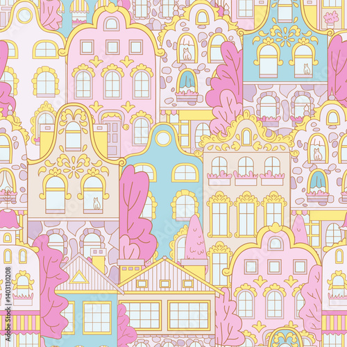seamless pattern with houses