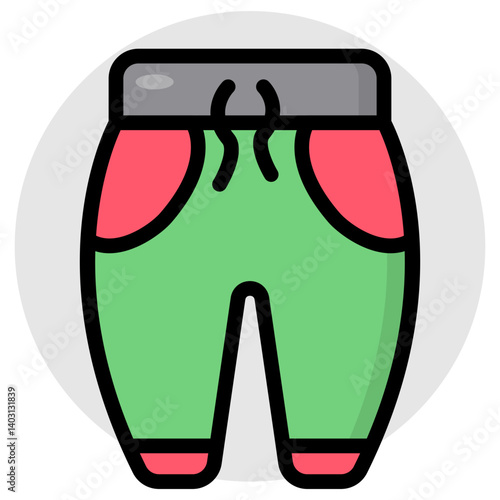 Menswear nicker, flat design icon of sports attire