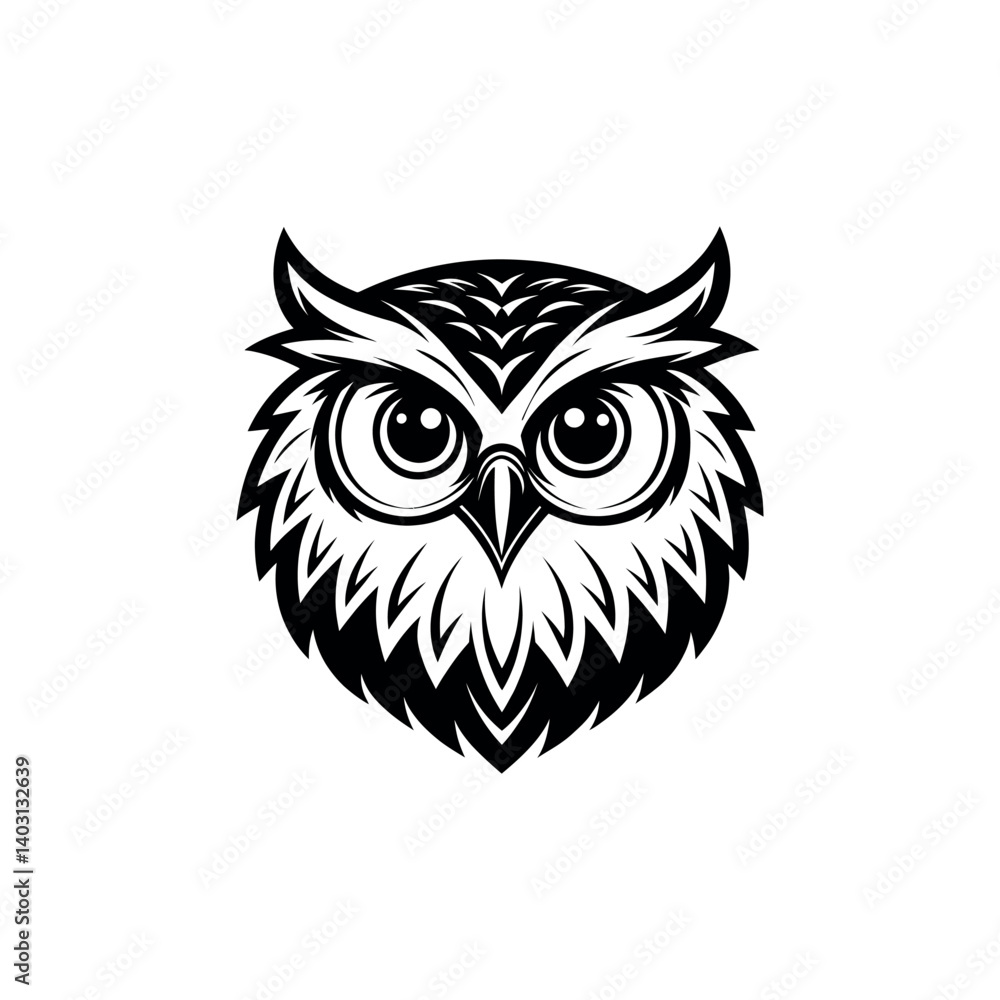 Fototapeta premium owl silhouette logo vector line art logo design