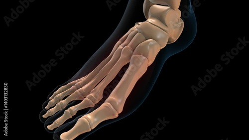 human skeleton metatarsal bones pain anatomy for medical concept 3D rendering