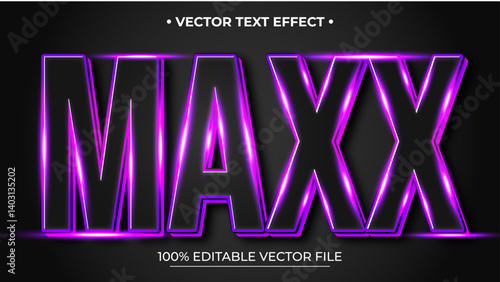 Editable 3d text effect styles mockup concept Maxx words with Gradient Neon Purple color