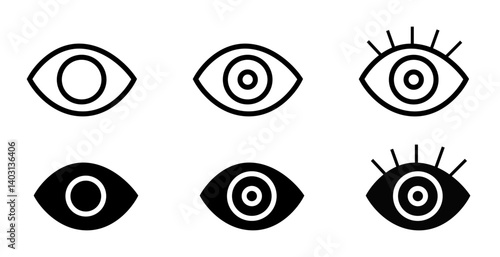Eye icon set. Eye symbol. Open eyes images. 

