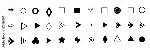 Bullet point collection for presentation invitation vector on white isolated background.