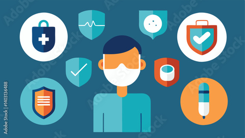 Safety Precautions Infographic elements showing safety equipment such as earplugs and lead shields ensuring patient protection during the scan.