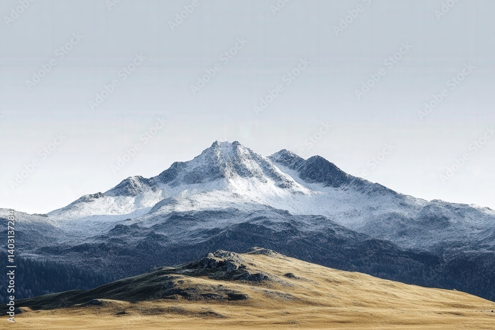 Fototapeta premium Majestic Mountain Range Under a Pale Sky