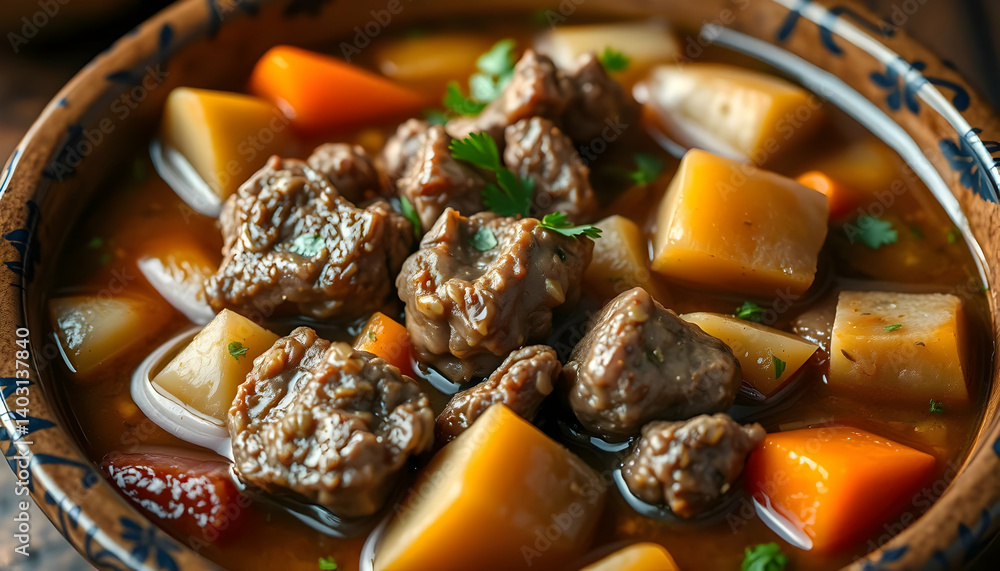 Hearty Beef Stew in Rustic Bowl Hearty Beef Stew in Rustic Bowl