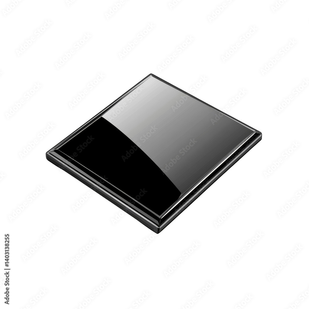 Sleek Black Square, Modern Glossy Surface, Abstract Technology Background
