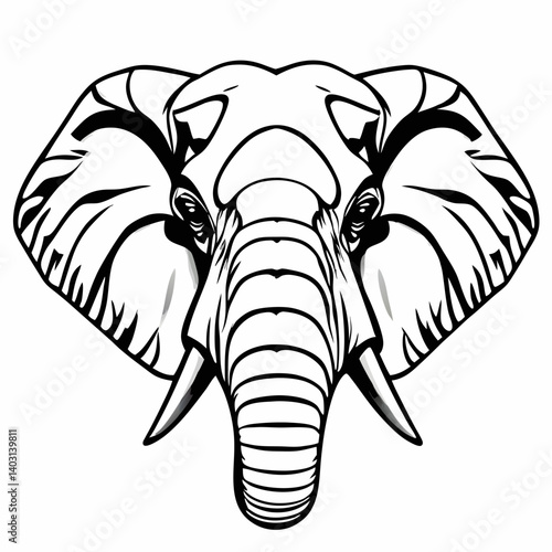 elephant line art vector illustration on white